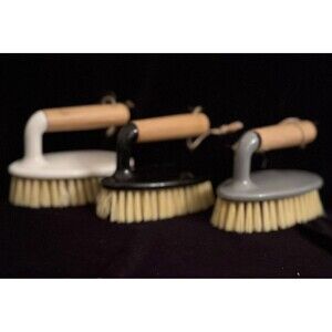 3 Pack Kitchen Bath Scrub Brush Set with Bamboo Handle Car Tub Tires